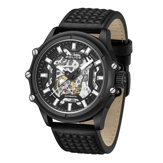 Police Men's Luang KL Rahul Edition Automatic Analog Watch Textured Leather Strap Analog Watch