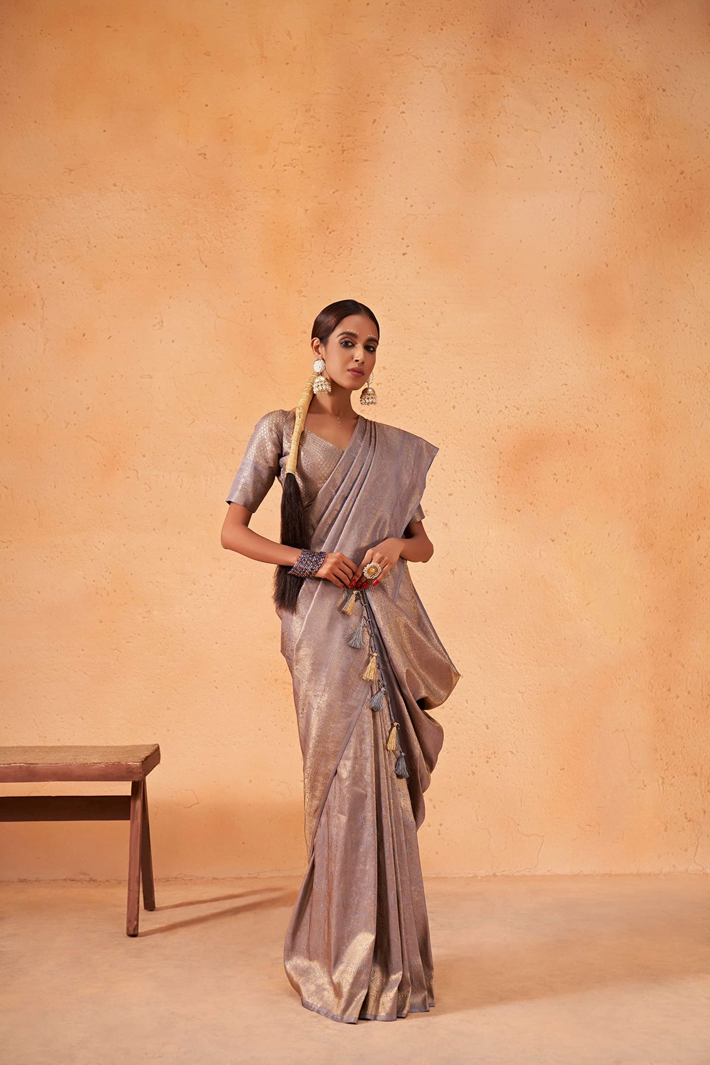 Vardha Women's Kanchipuram Art Silk Saree with Unstitched Blouse Piece - Tissue Zari Woven Work Sarees for Wedding (Abarna Silk_498)