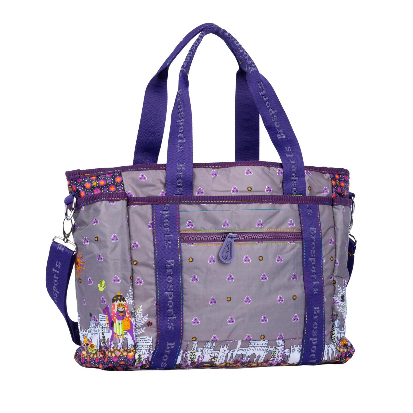 MISTYCDEP Nylon Handbag For Women Fashion Top Handle Tote Bag Multi Layer Shoulder Laptop Bag Work Bag Diaper bag For Women Carry On Shoulder Bag With Compartments Zipper (purple)