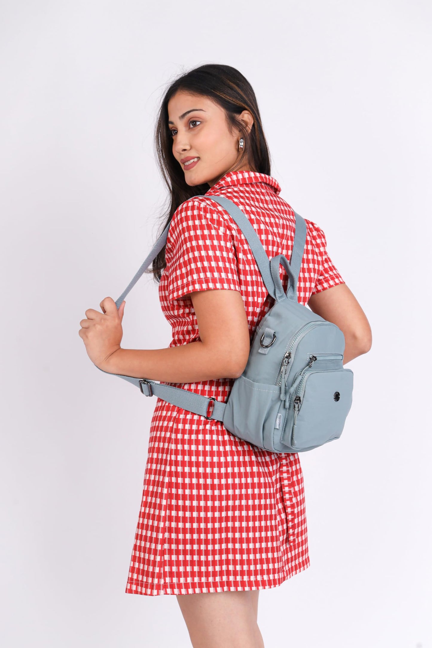 12o12 Water-Resistant Anti-Theft Women's & Girls Mini Backpack with Multiple Compartments Storage, Smooth Zippers, Fashion Casual Crossbody Sling Bag for Trips, Travel Daypack, Work, College (Skyblue)