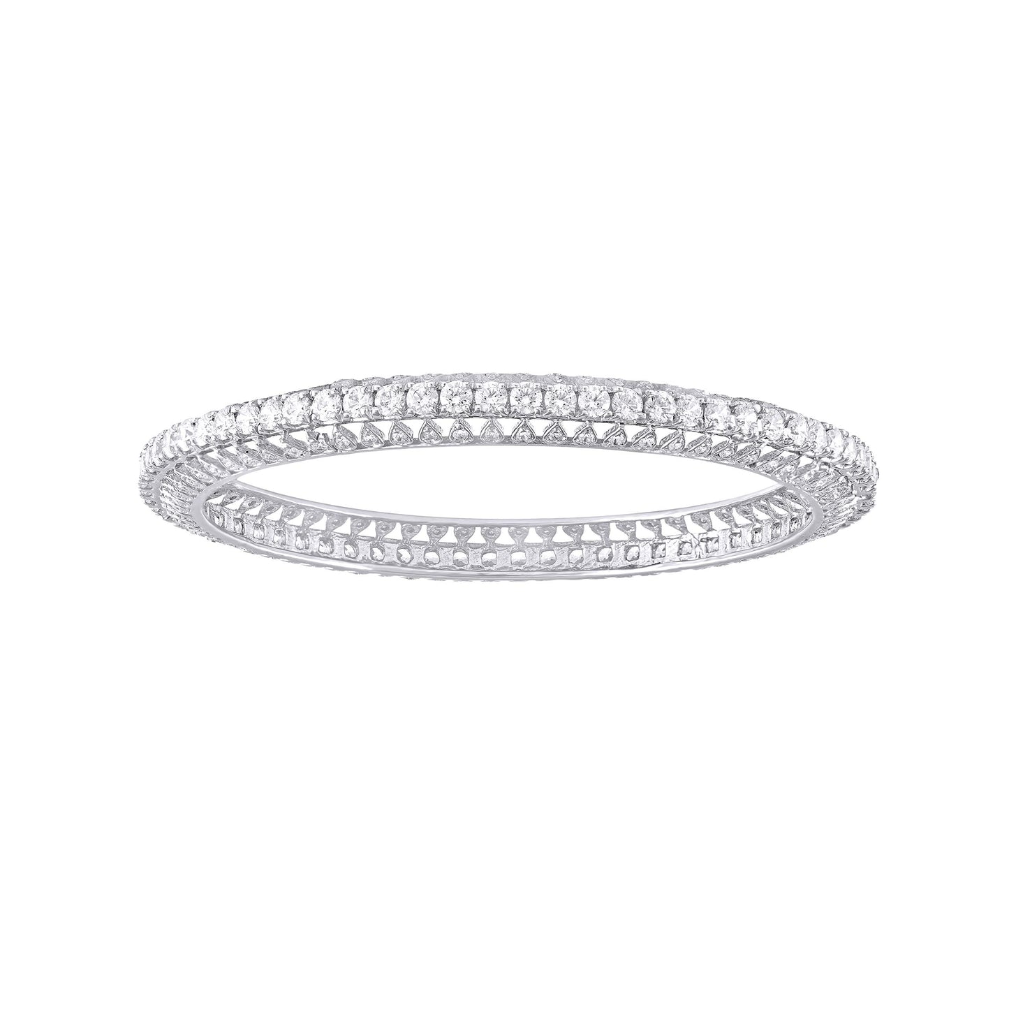 VIJAYA JEWELS 92.5 BIS Hallmarked Sterling Silver Swarovski Zirconia Nickle Free Rhodium plated Bangle For Women In an Elegant Jewellery Box (Size: 2.5” Set of 1)