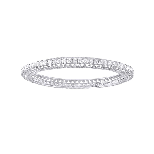 VIJAYA JEWELS 92.5 BIS Hallmarked Sterling Silver Swarovski Zirconia Nickle Free Rhodium plated Bangle For Women In an Elegant Jewellery Box (Size: 2.5” Set of 1)
