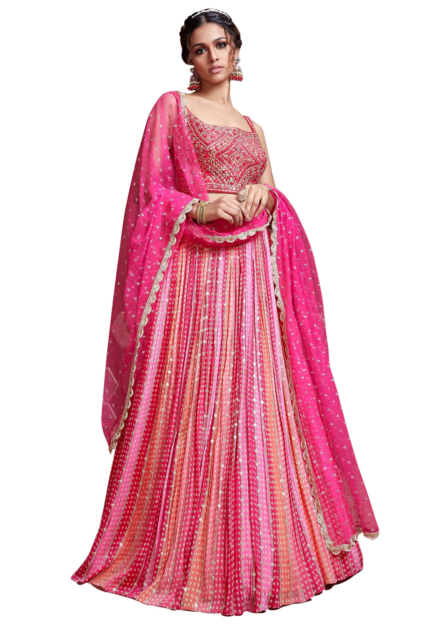 Zeel Clothing Women's Silk Embroidered Semi-Stitched Lehenga Choli for Women with Dupatta (108-Pink-Wedding-Bridal-Latest-Lehenga; Free Size)