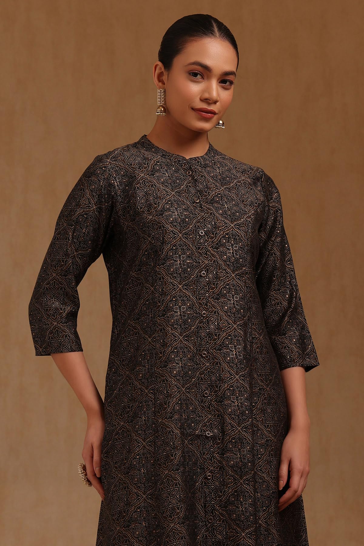 Soch Womens Black Muslin Ethnic Motifs Kurta