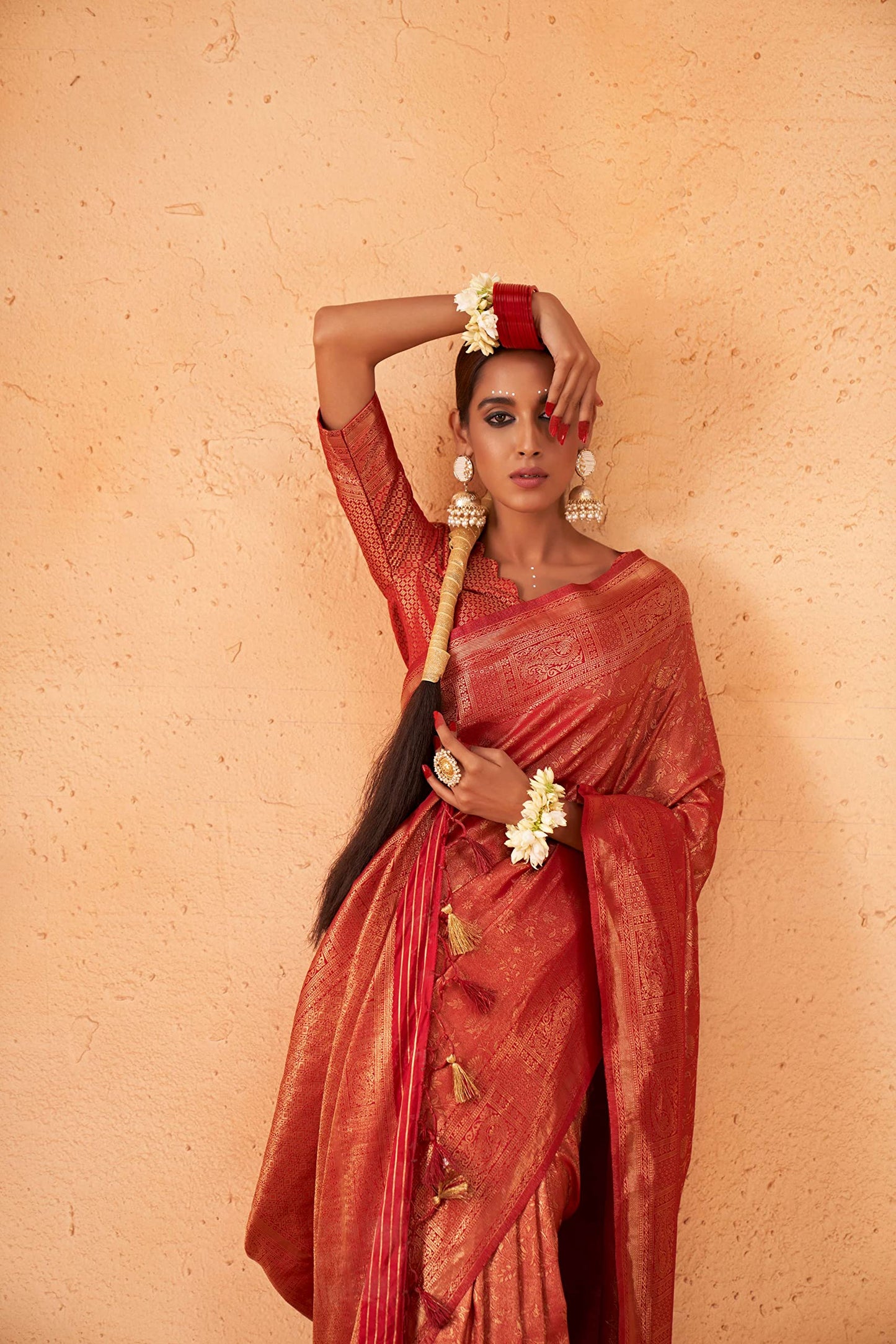 Vardha Women's Kanchipuram Art Silk Saree with Unstitched Blouse Piece - Tissue Zari Woven Work Sarees for Wedding (Ayanti Silk_513)