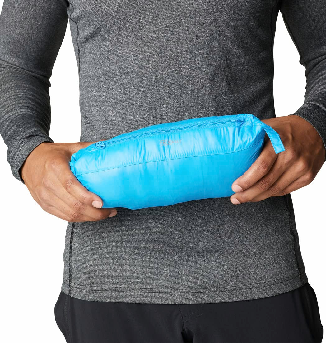 Columbia Mens Platinum Peak Hooded Jacket, Compass Blue, Black, L