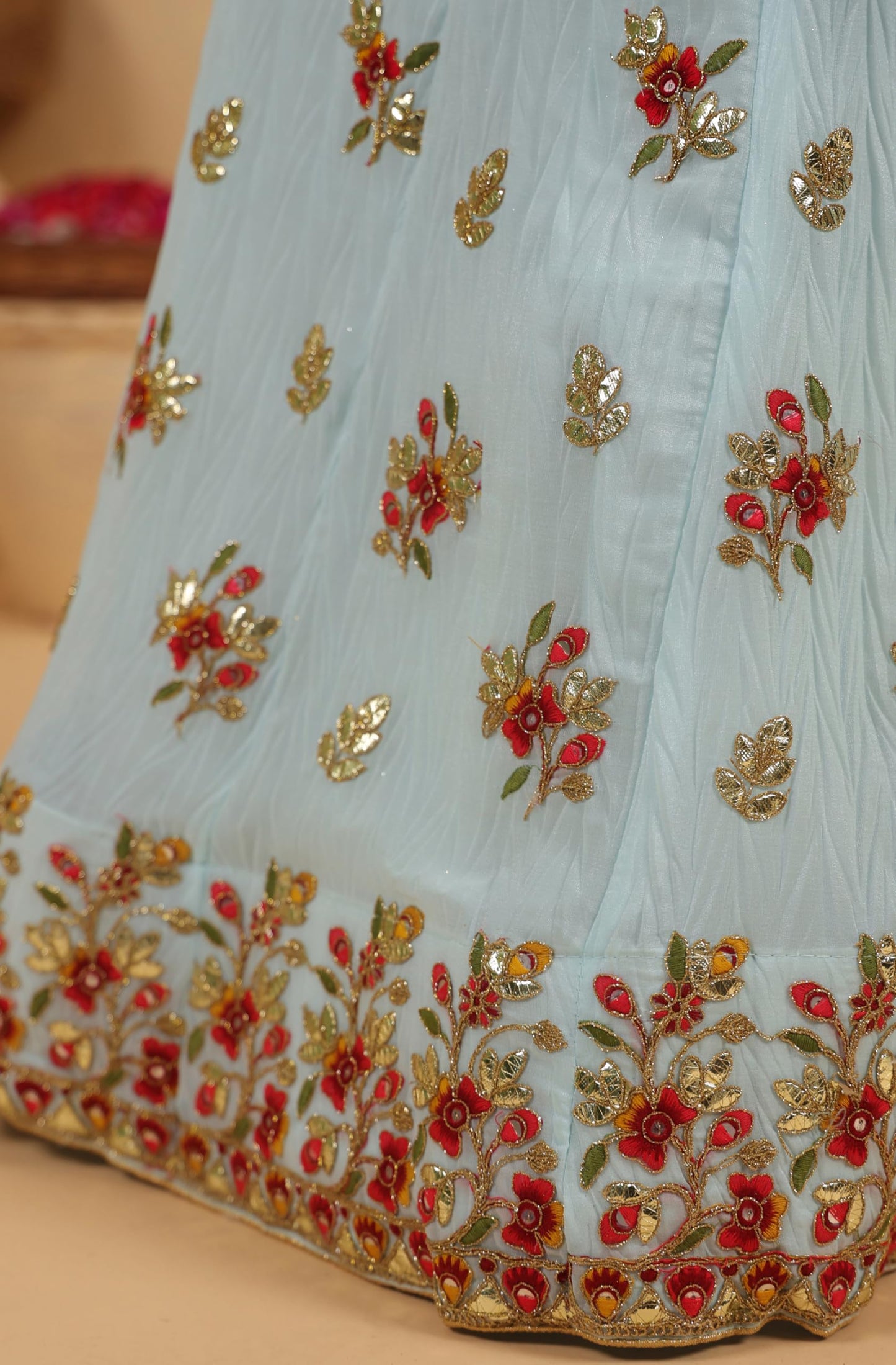 Janasya Women's Light Blue Art Silk Zari Embroidered Semi-Stitched Lehenga Choli with Dupatta Set (JAB24LC01894)