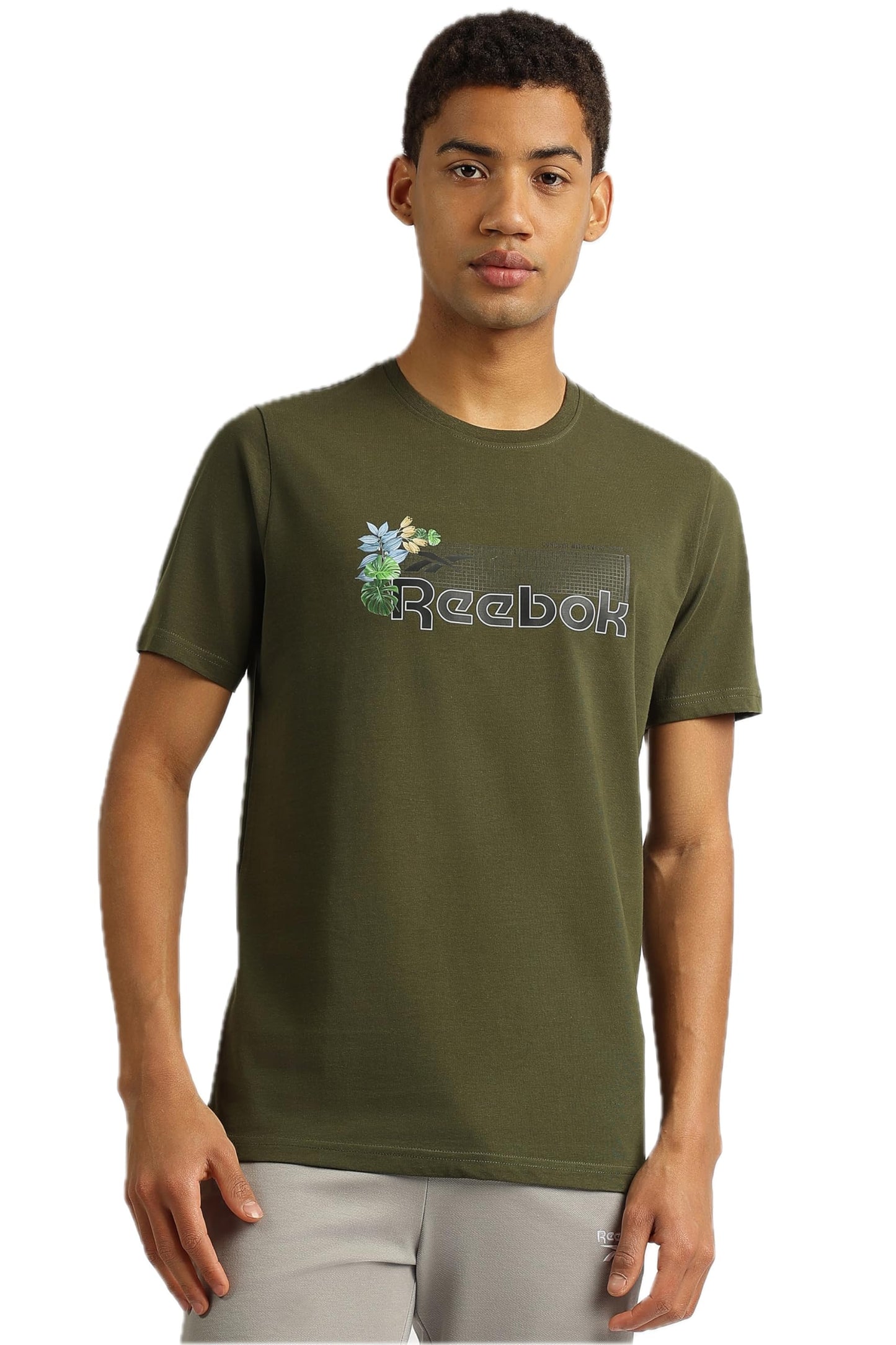 Reebok Iconic Casual T-Shirt | Crew Neck Regular Fit T-Shirt | Green Cotton T-Shirt