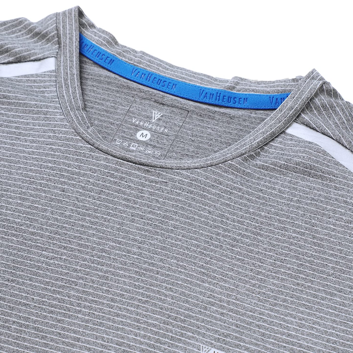Van Heusen Performance Men T-Shirt - Polyester Spandex - Swift Dry, Crew Neck, Mesh Ventilation_61006_Grey Heather_L