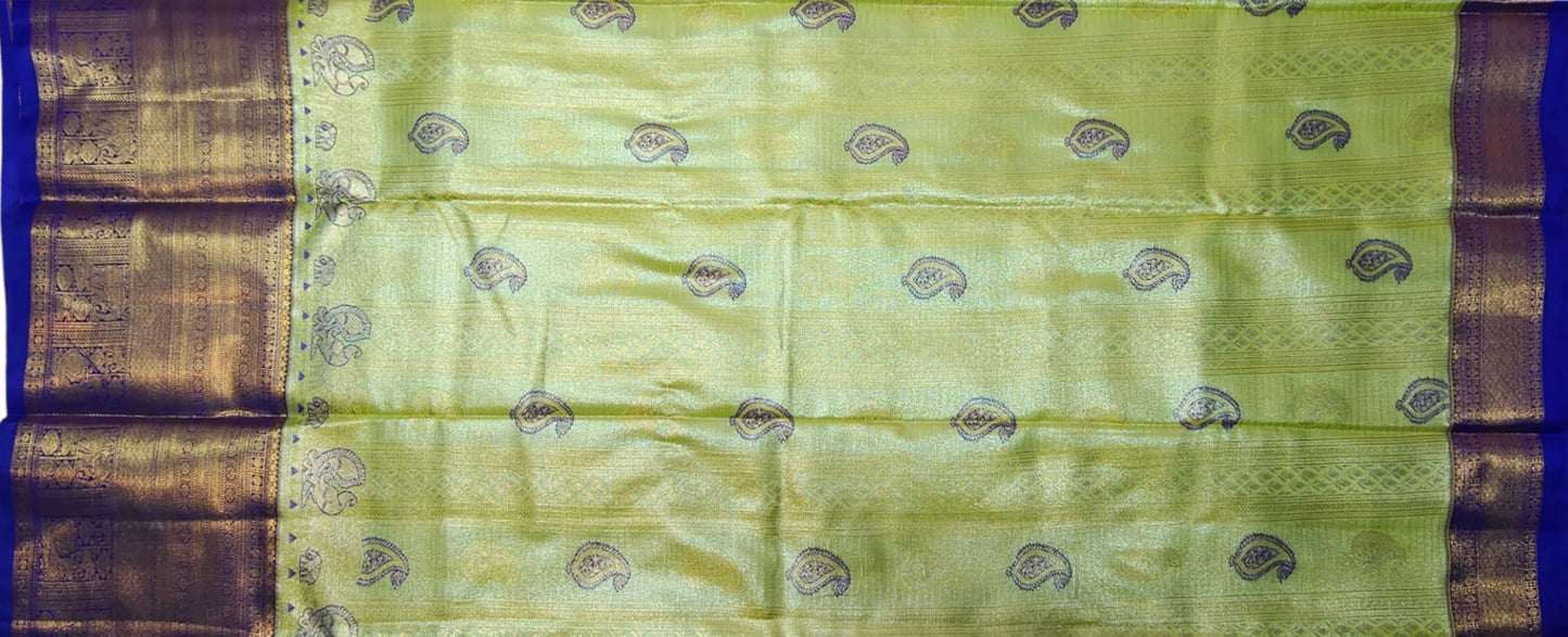 VFCollections Women's Kanchipuram Silk Pure Pattu Sarees With Blouse (VFC492-3)
