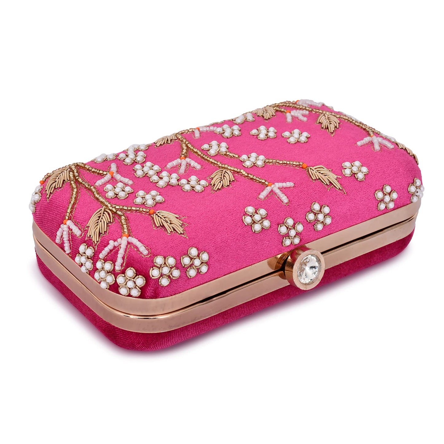 For The Beautiful You Dark Pink Embroidered Women's Clutch (619)