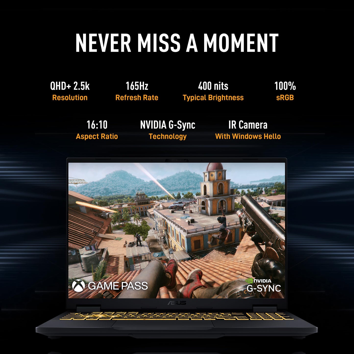ASUS TUF F16,14th Gen,Intel Core i7 14650HX,Gaming Laptop(RTX 5070-8GB/115W TGP/32GB/1TB /2.5K QHD+/16"/165Hz/90WHrs/Windows 11/M365 Basic (1Year)*/Office Home 2024/Jaeger Gray/2.2 Kg)FX688JPR-QT043WS
