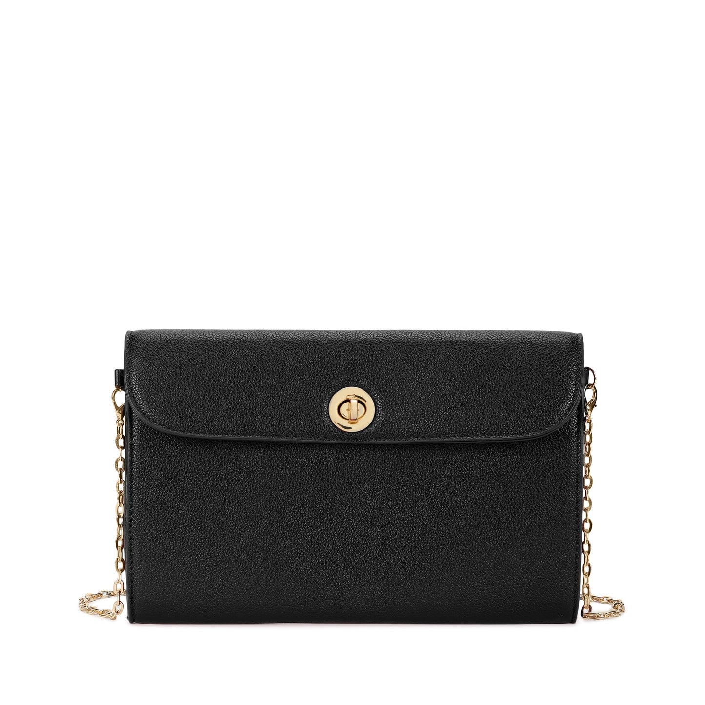 Fastrack Chain Reaction Sling Bag for Women | Medium Size with Flap Closure, Twist Lock and Gold Metal Chain | Stylish Sling Bag for Parties and Casual Outings