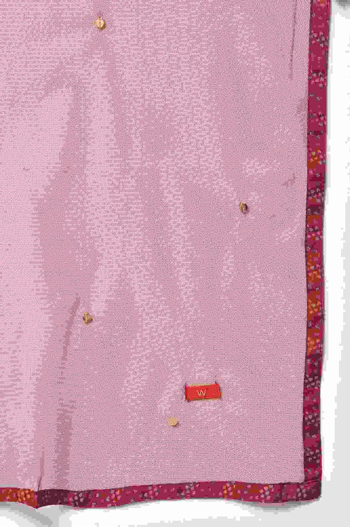 W For Women Maroon Mesh Dupatta With Printed Border_22AUW81694-218233_Free Size