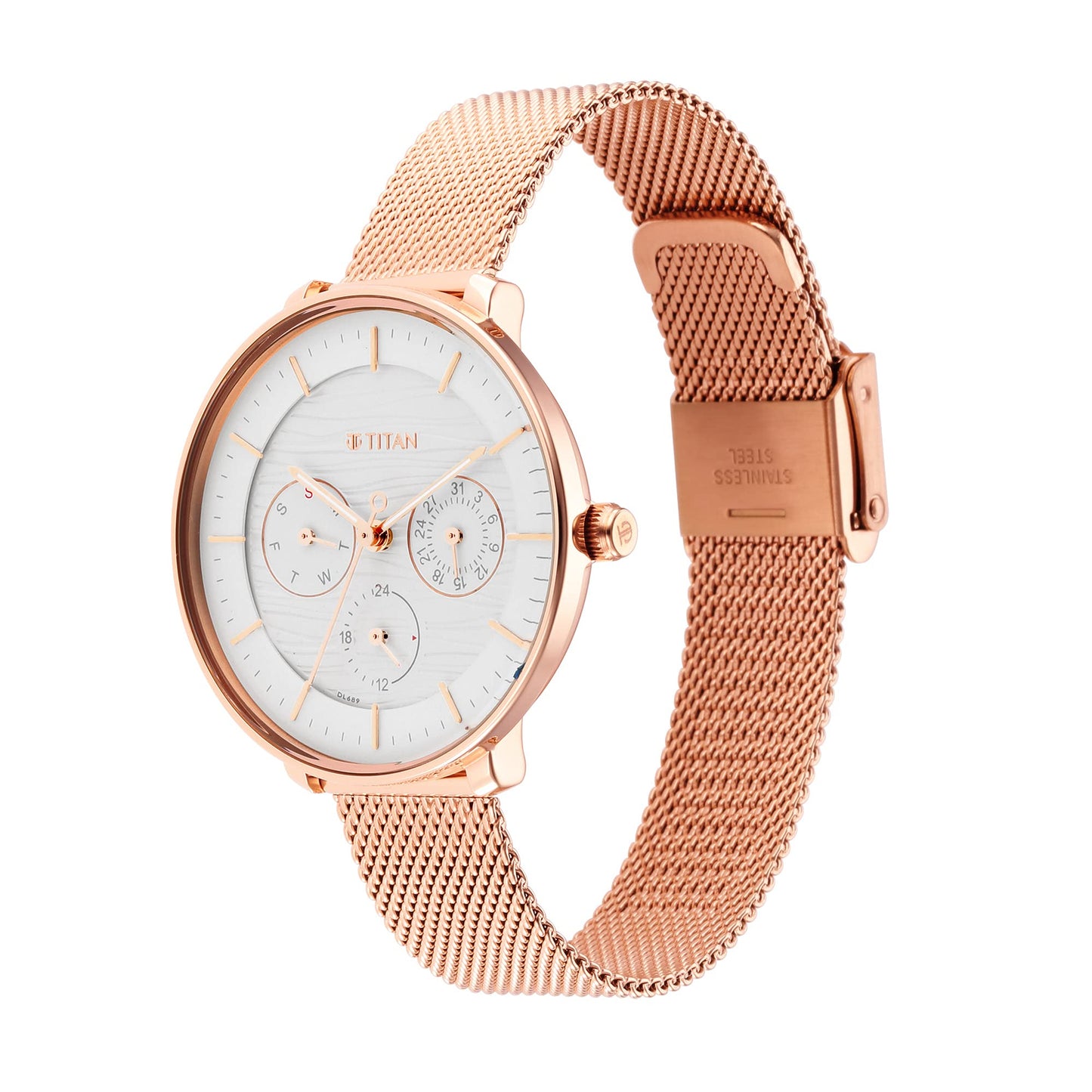 Titan Women Metal Analog White Dial Watch-Np2651Wm02/Np2651Wm02, Band Color-Rose Gold