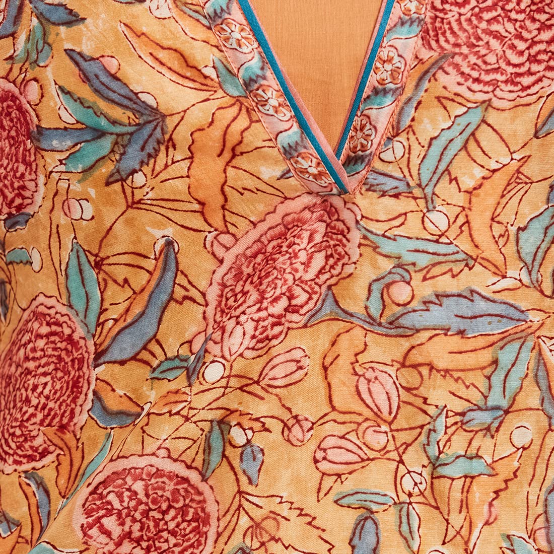 Fabindia Women Silk Printed Long Kurta Cotton_M Pink