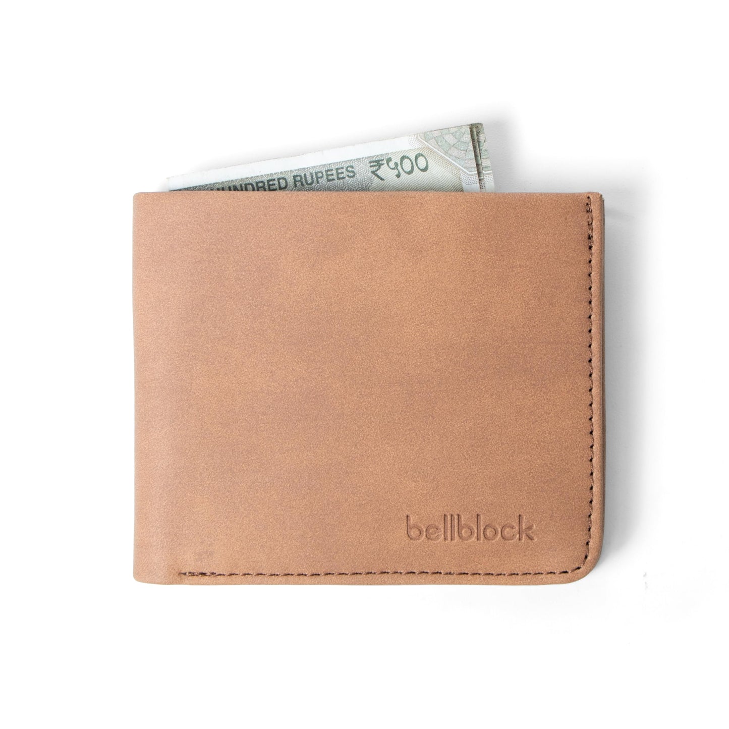 Bellblock Bifold Minimal Wallet for Men | Slim Handcrafted Mens Wallet | with Sim, Mobile Pin & Hidden Extra Card Slots | Vegan Leather | Tangerine (Pack of 1)