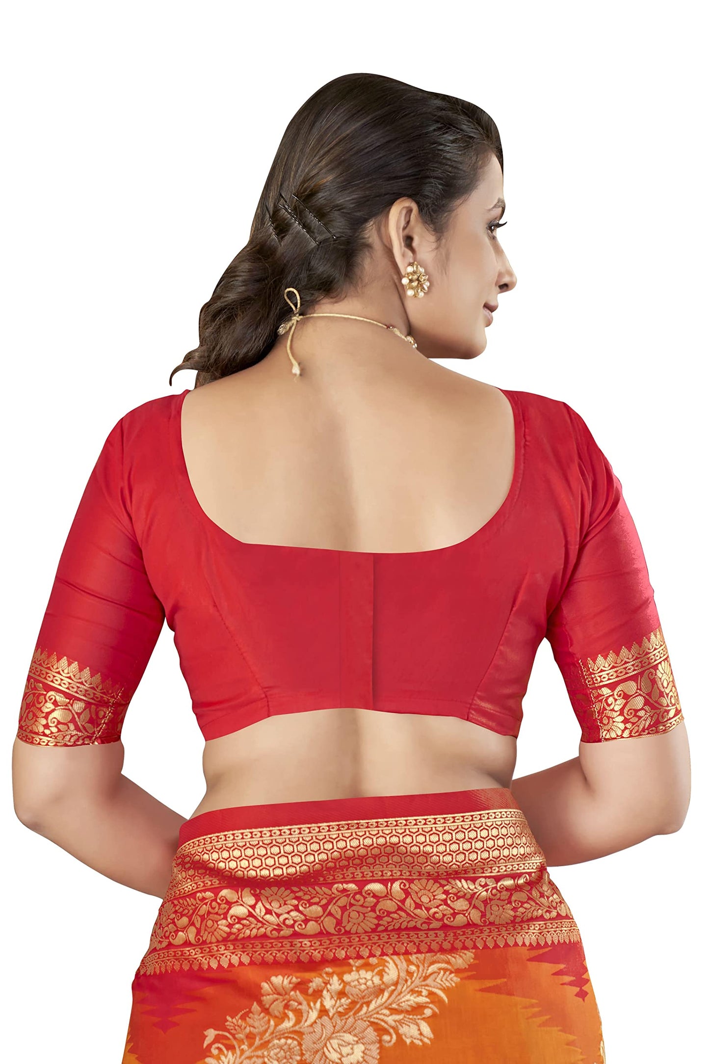 MANOHARI Women's Banarasi Silk Heavy Embroidery Traditional saree with Blouse PieceSaree