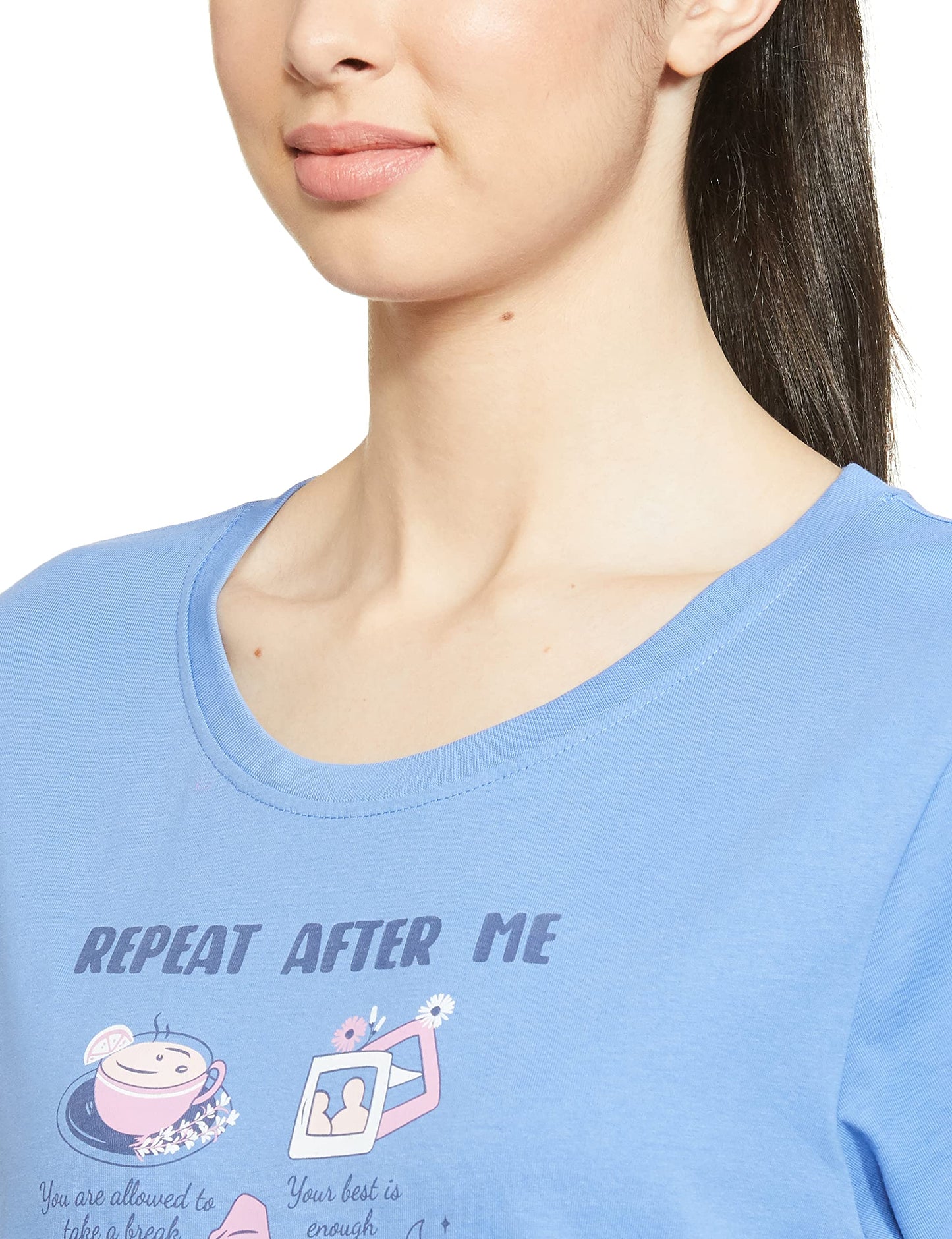 Max Women Nightwear Set,Light Blue,M