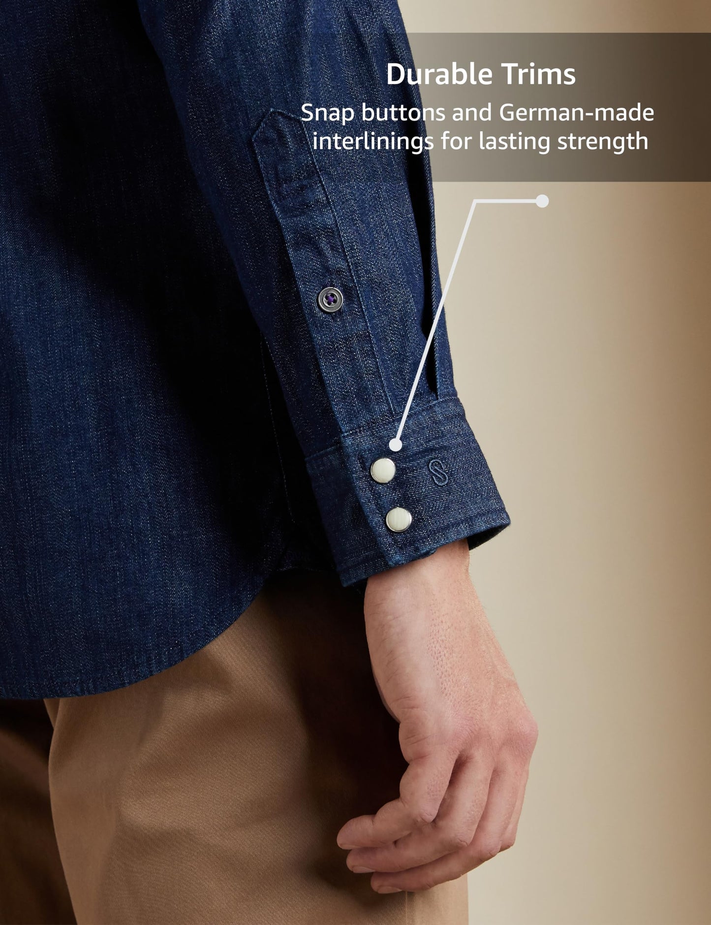 Symbol Premium Men's Casual Cotton Denim Shirt (Regular Fit) (Dark Rinse_L)