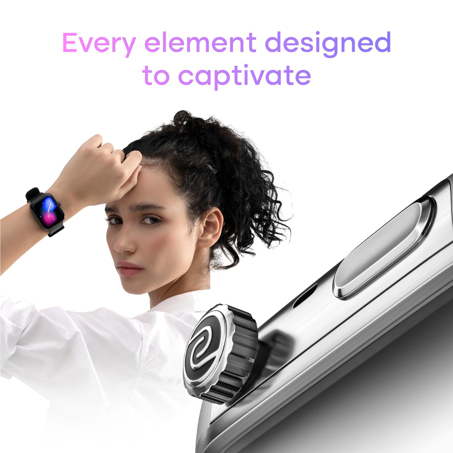 Noise Pro 6 Smart Watch:Intelligent AI, Endless AI Watch Faces, AI Companion, 1.85” AMOLED, EN2 Processor, Nebula UI 2.0, Emergency SOS, Compatible with iOS & Android(Ice Blue)