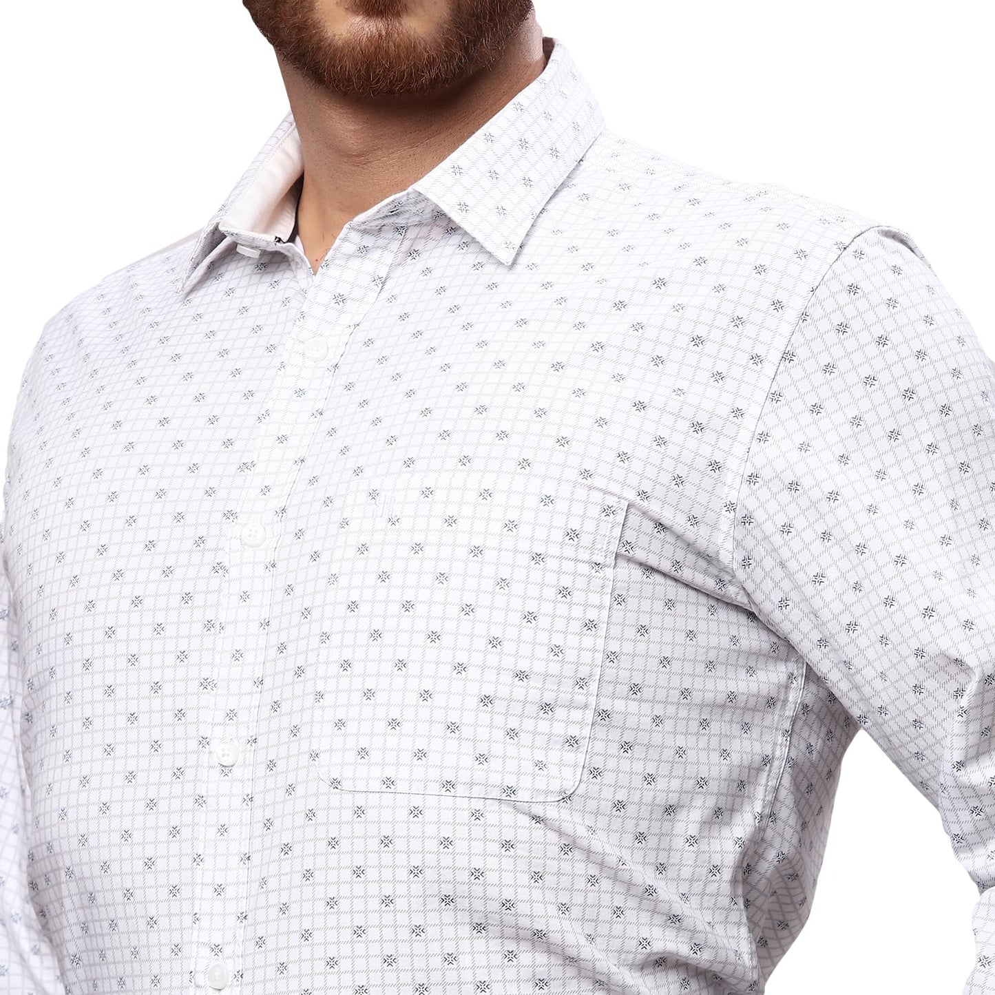 Raymond Men's Print Slim Fit Shirt (RCSQ01677-G6_Dark Grey