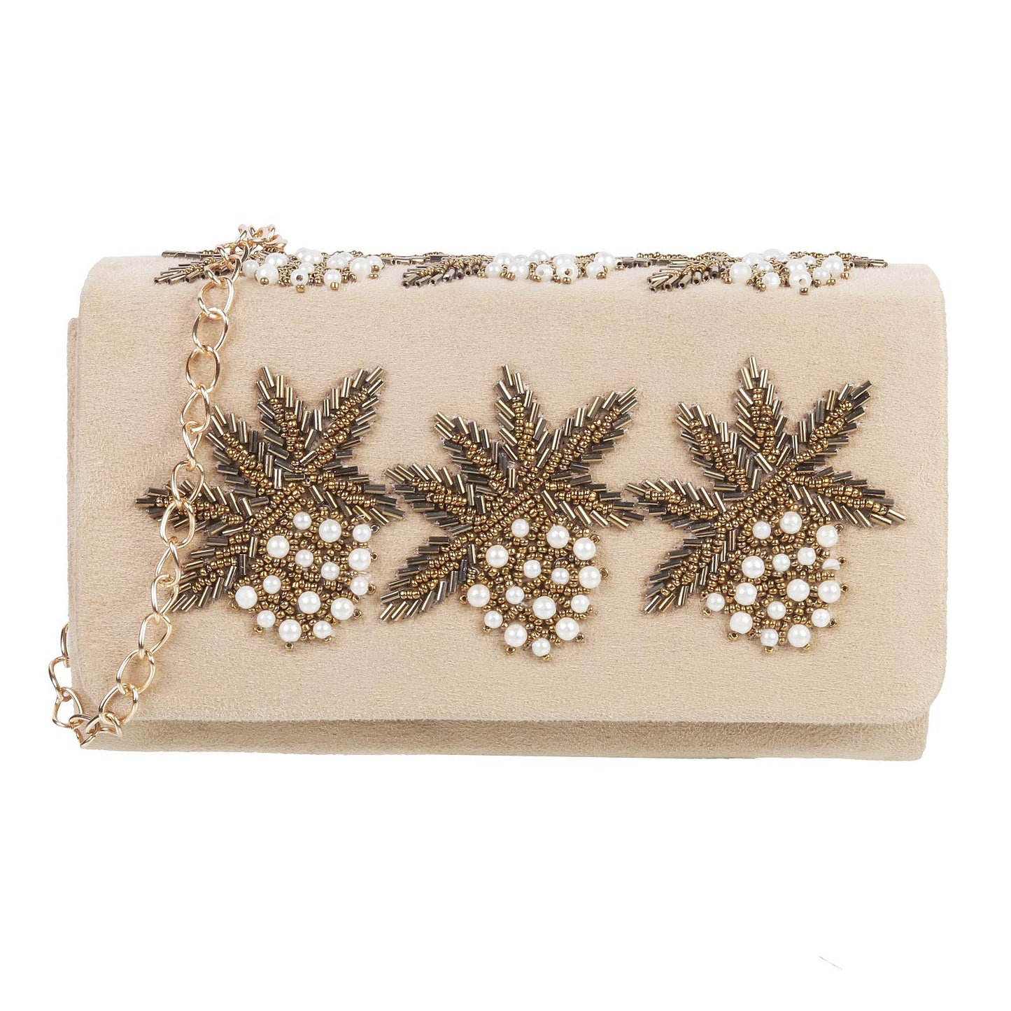 Mochi Womens Synthetic Beige Box Clutch (One Size)