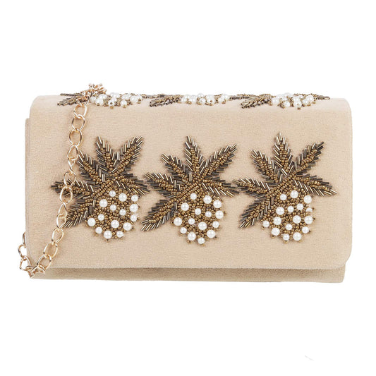 Mochi Womens Synthetic Beige Box Clutch (One Size)