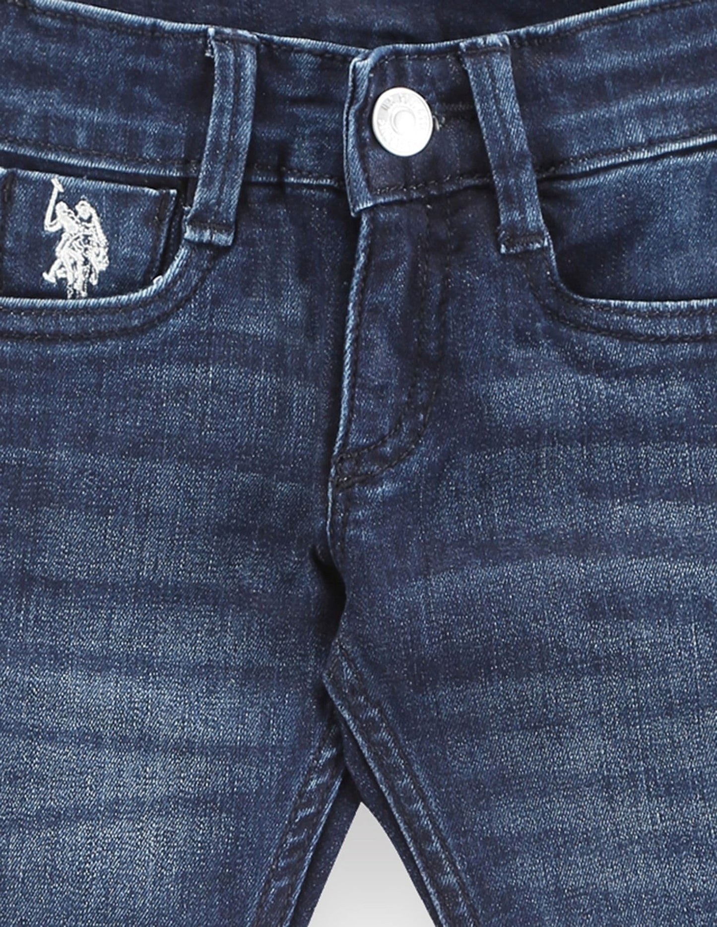 U.S. Polo Assn. Girls Mid Rise Slim Fit Jeans Dark Blue