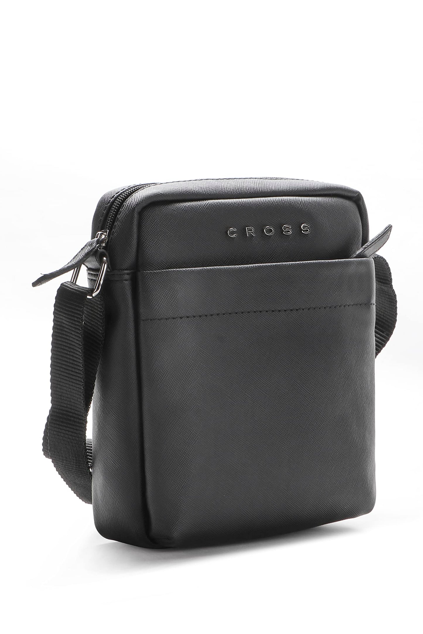 Cross Sling Crossbody Bag One Side Travel Messenger Multipurpose Genuine Leather Tablet Bag for Men And Women Office Business Outdoor Daily use with Adjustable Shoulder Strap - Black