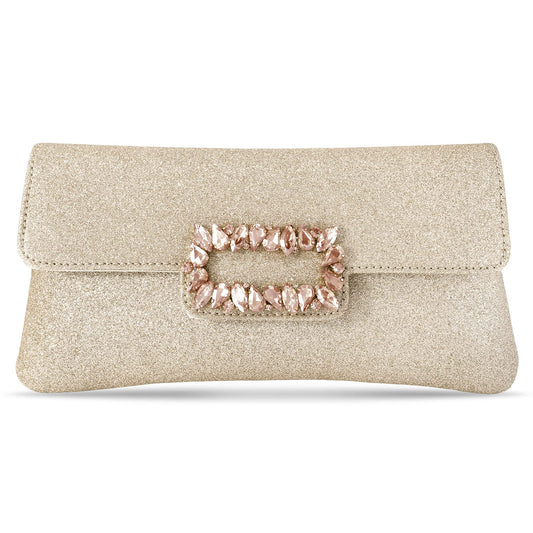 Peora Rose Gold Clutch Purses for Women Wedding Handmade Evening Handbags Party Bridal Clutch (C89C)