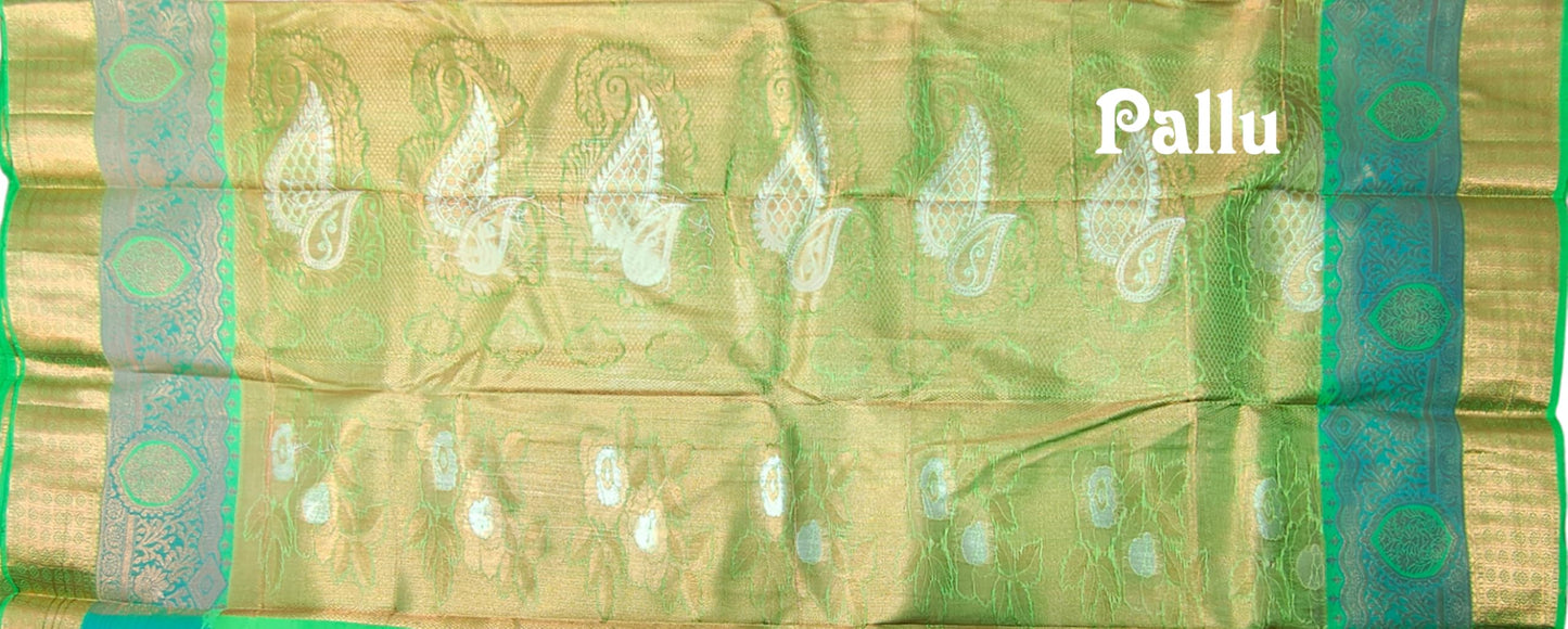 VFCollections Women's Kanchipuram Silk Pure Pattu Sarees With Blouse (VFC521-1)