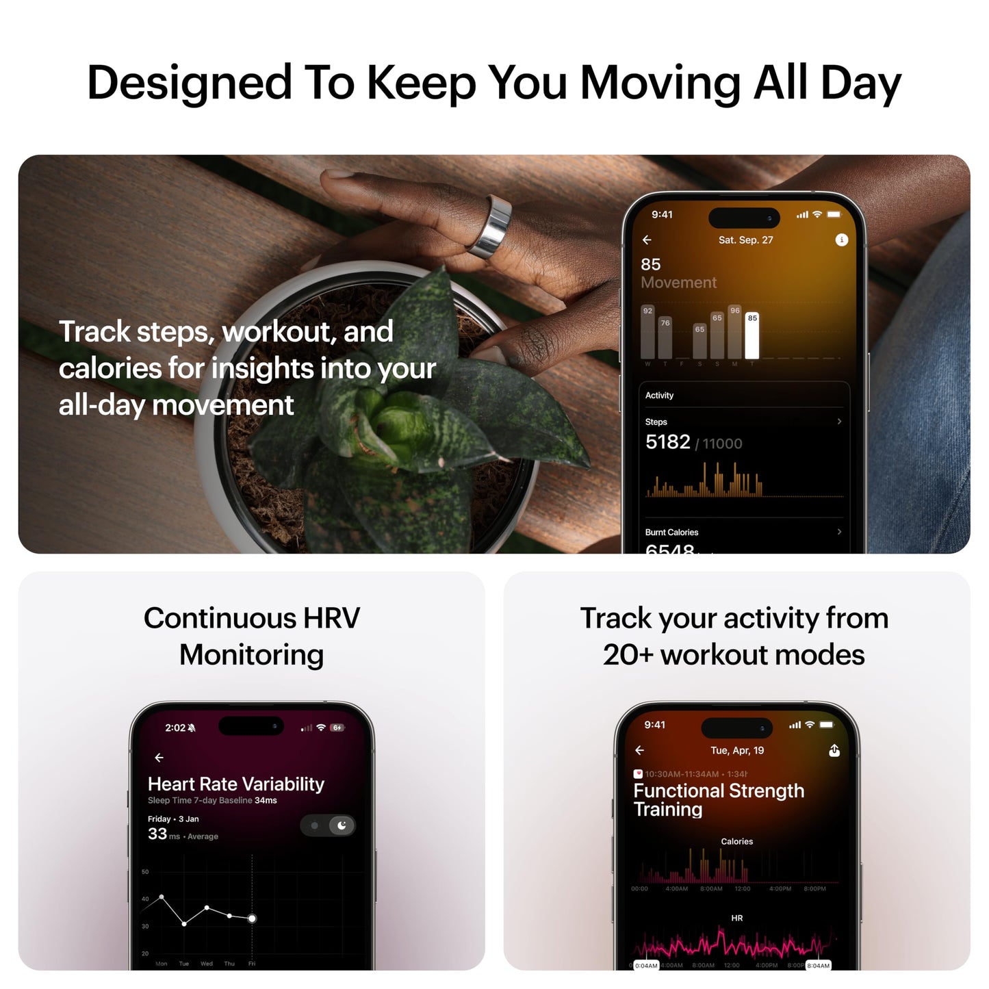 ULTRAHUMAN Ring AIR-Smart Ring Activity Tracker, Size First Sizing Kit,Sleep Tracker,Smart Ring for Men/Women,Fitness Tracker (Space Silver, 11)
