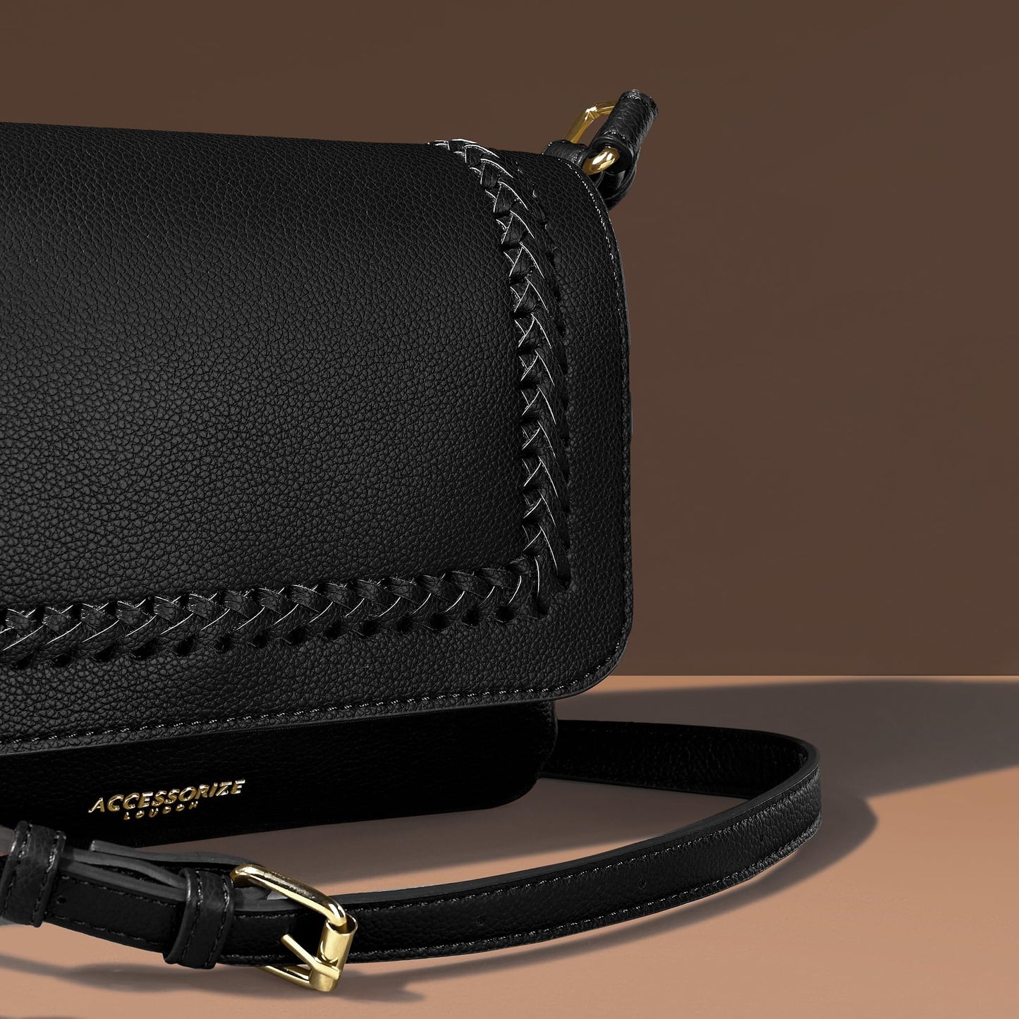 Accessorize London Women's Caffy Black Sling Bag| crossbody sling bag for women stylish|Ladies Adjustable Strap sling bag|Shoulder bag for woman