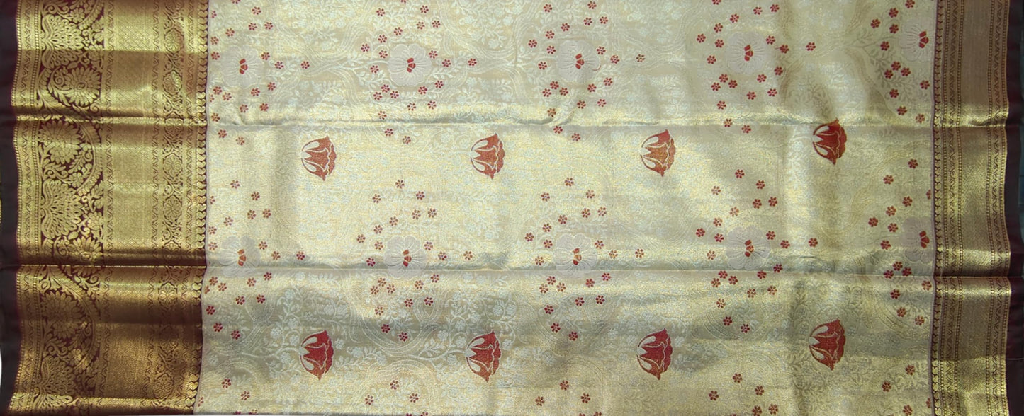 VFCollections Women's Kanchipuram Silk Pure Pattu Sarees With Blouse (VFC505-2)