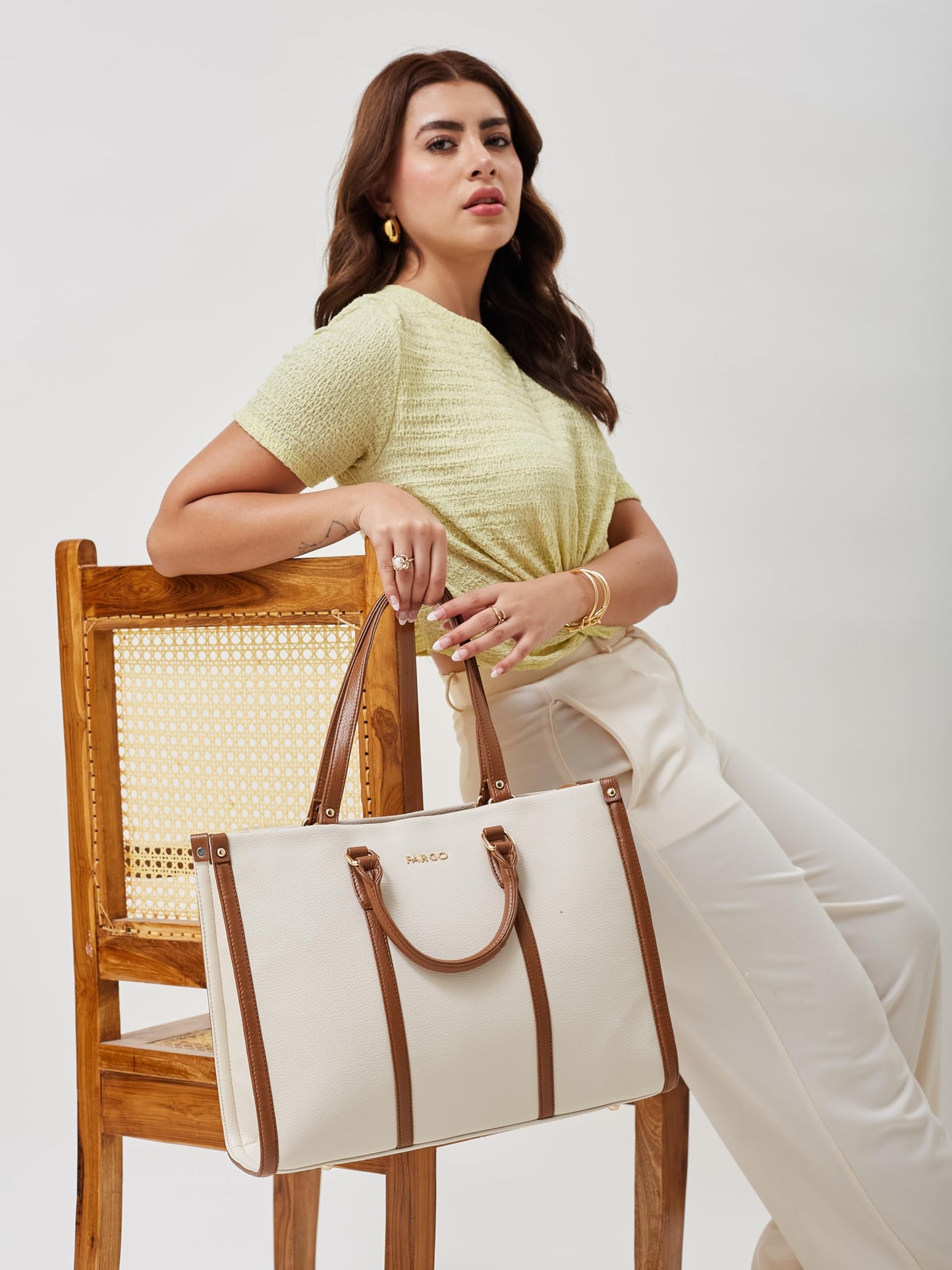 Fargo Iconic Tote Bag for Women | Vegan Leather Handbag with 15-Inch Laptop Compartment, Smooth Zip, Luxury Look | Stylish Office, College & Travel Tote | Made in India