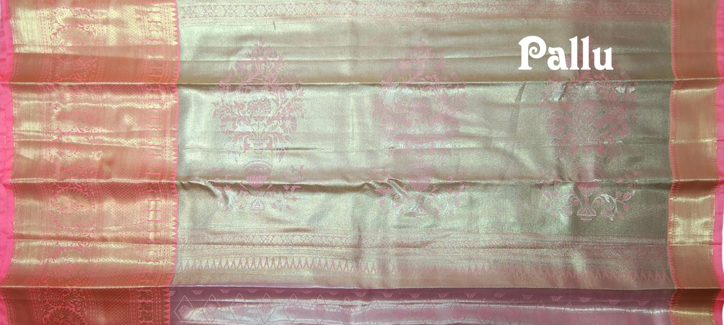 VFCollections Women's Kanchipuram Silk Pure Pattu Sarees With Blouse (VFC459-2)