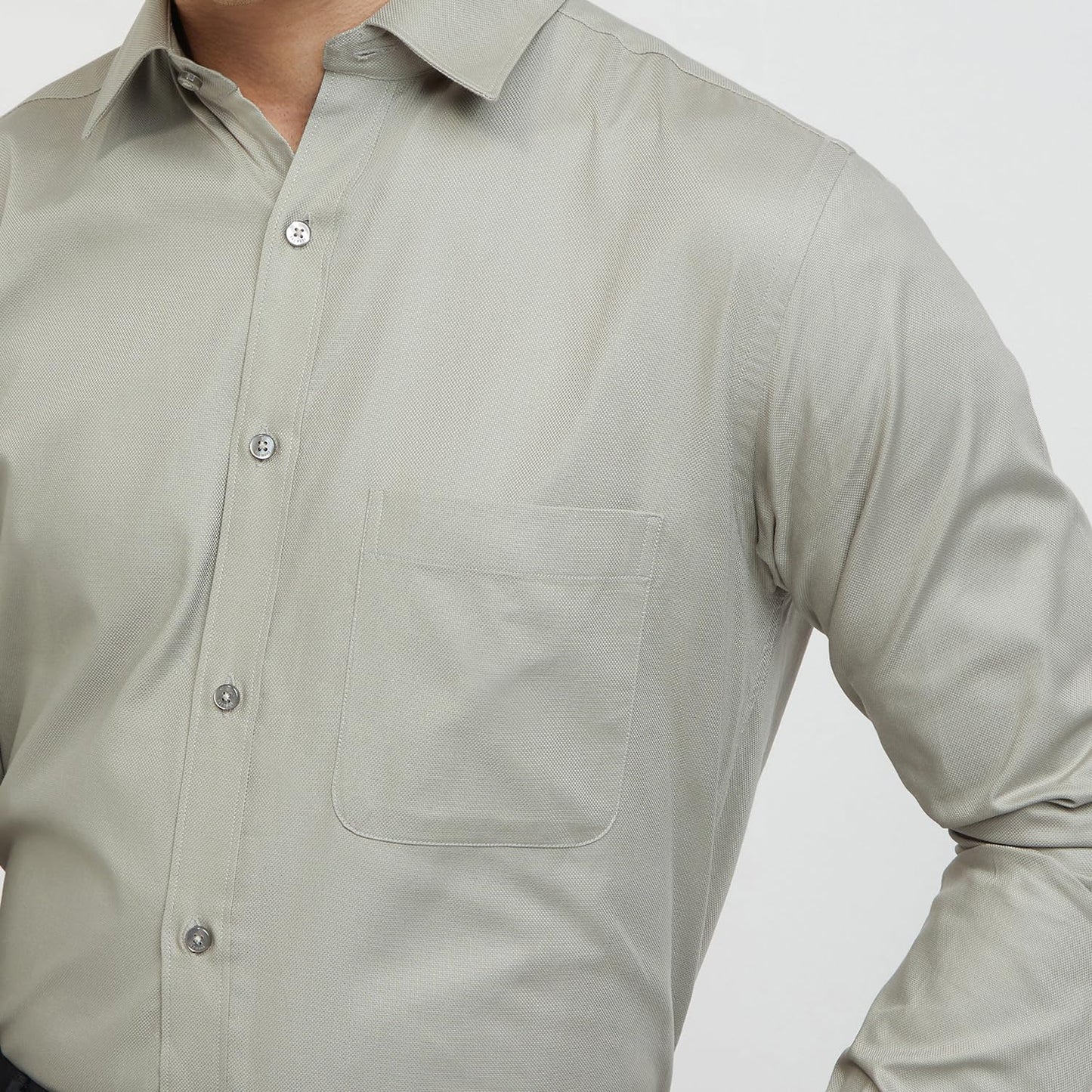 RAYMOND Men's Cotton Slim Shirt (RMSX12138-G3_Grey,42