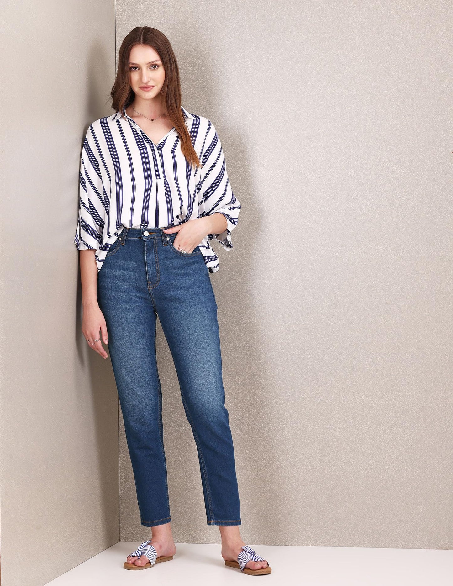 U.S. POLO ASSN. Women's High Rise Slim Fit Jeans (UWSS23JN025_Blue_36)