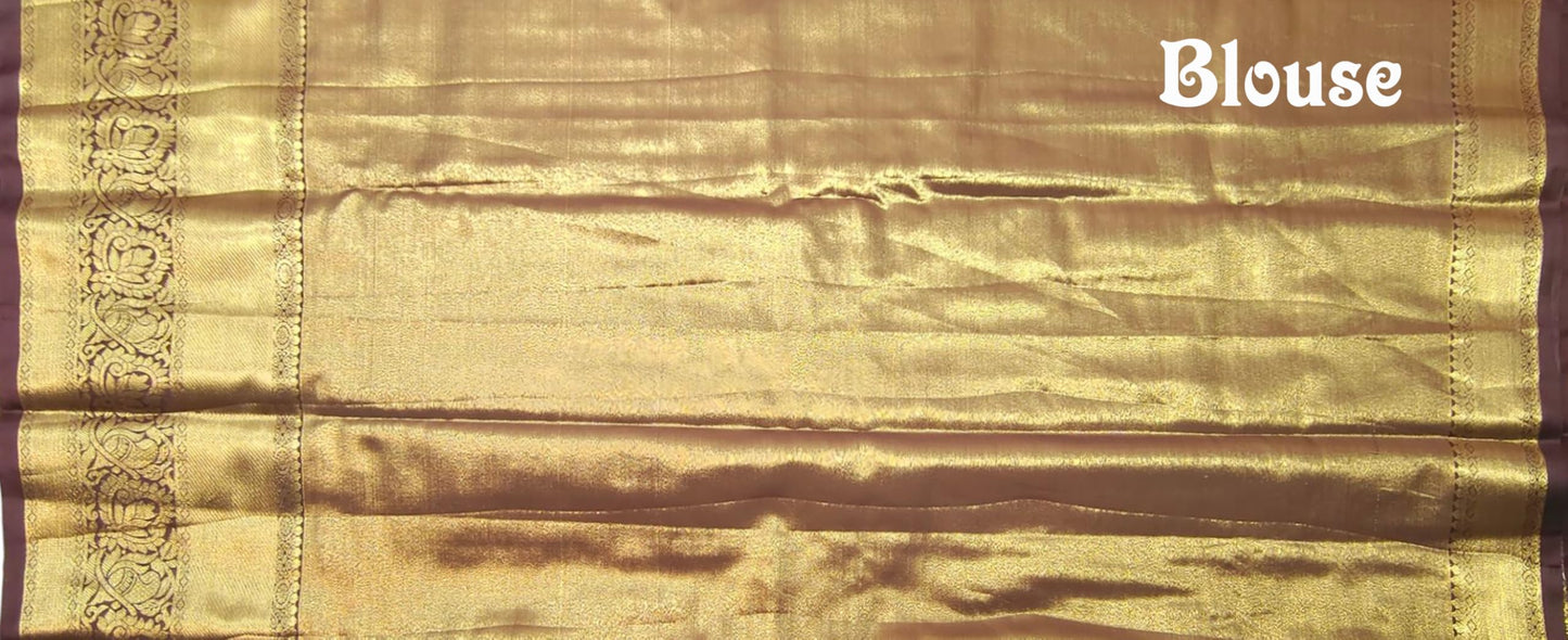 VFCollections Women's Kanchipuram Silk Pure Pattu Sarees With Blouse (VFC124-3)