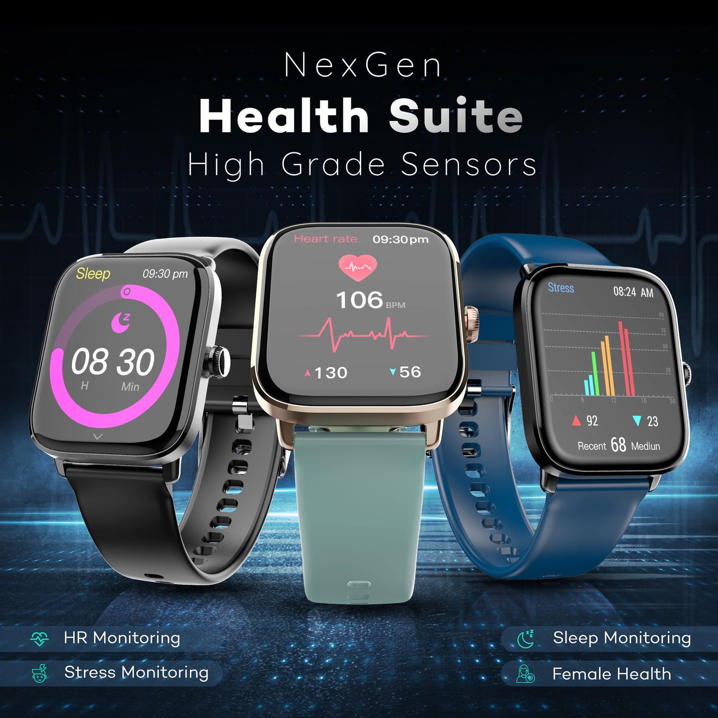 (Refurbished) Pebble Ultra Rapid 1.83" HD Display. India's First Fastest Charging, Premium Metal Built, Unisex Design Smartwatch (Winter Blue)