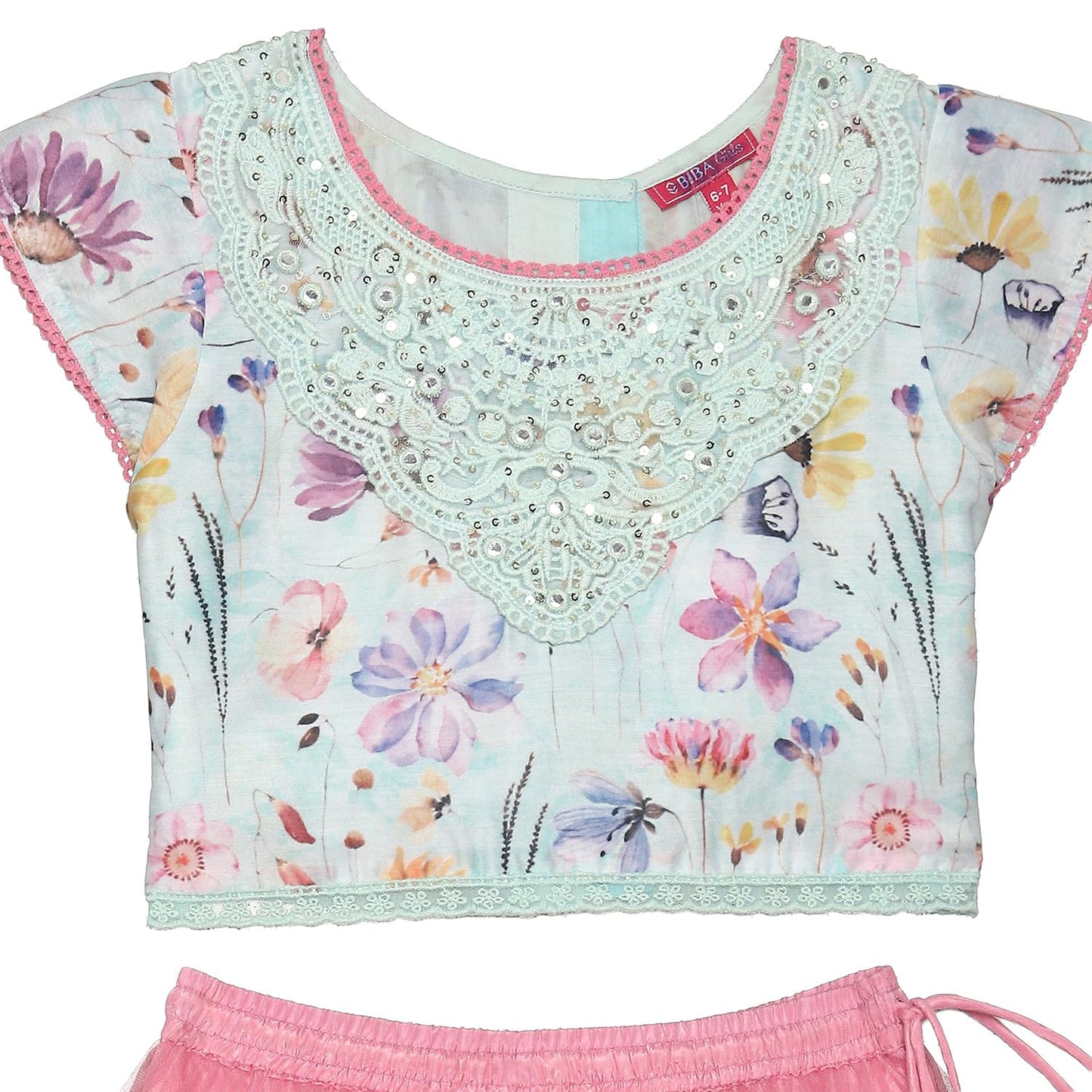 BIBA Girls PRINTED STRAIGHT KID(KWFLORAL SPLENDOUR5834_PINK_13)