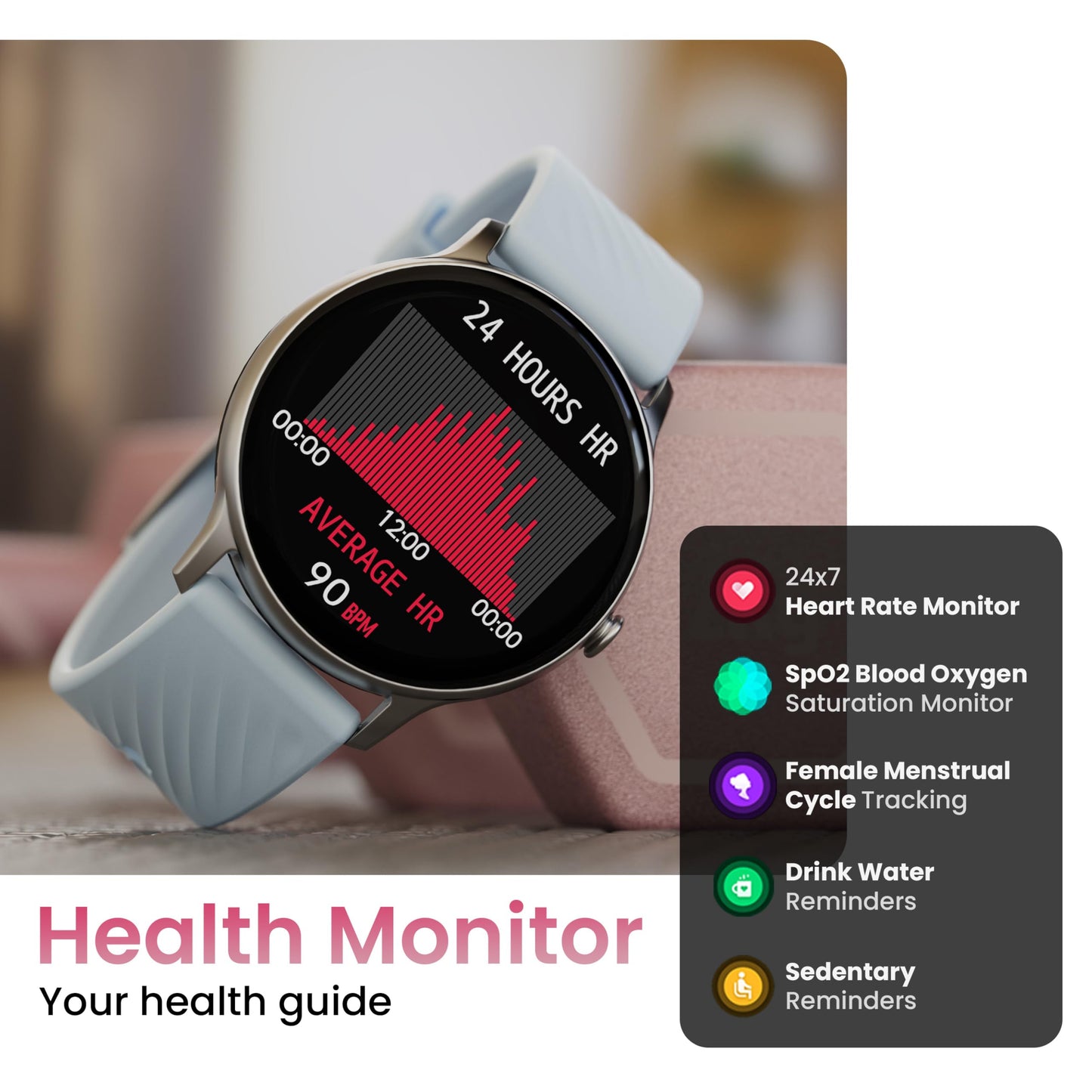 Boult GOBOULT (Formerly Newly Launched Dire Smartwatch 1.38'' 2.5D Curved HD Display, 500 Nits Brightness, IP67, 250+ Watchfaces, 120+ Sports Modes, AI Voice Assistant, SpO2 Monitoring (Denim Blue)