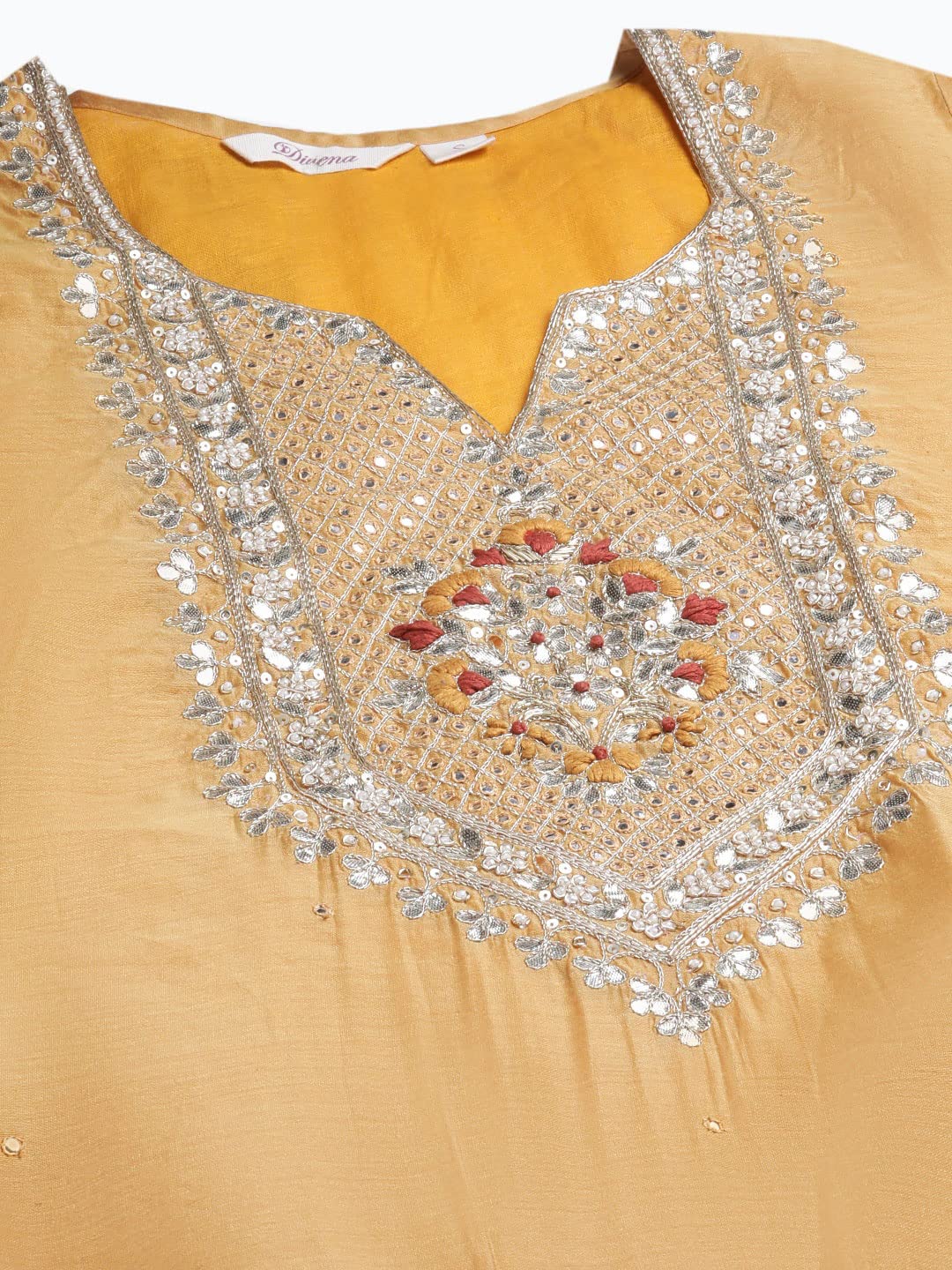 Divena Yellow Gold Solid Chenderi Kurta Sharara Set with Dupatta-DK0738-S