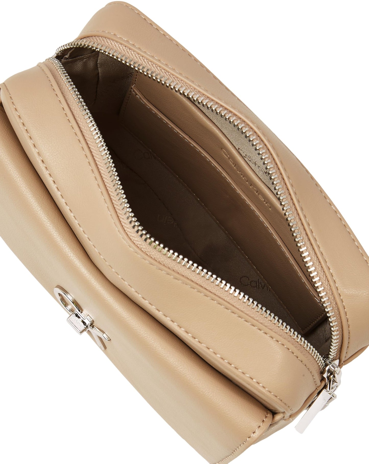 Calvin Klein Solid Beige Polyester Sling Bag
