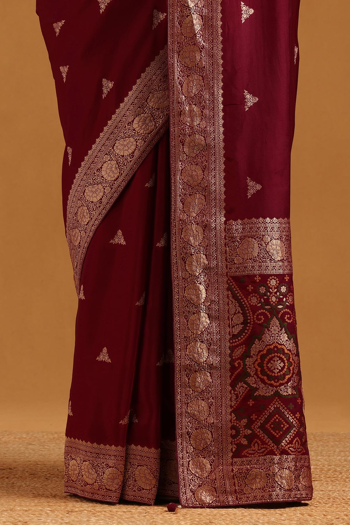 Soch Womens Wine Dola Silk Woven Design Saree