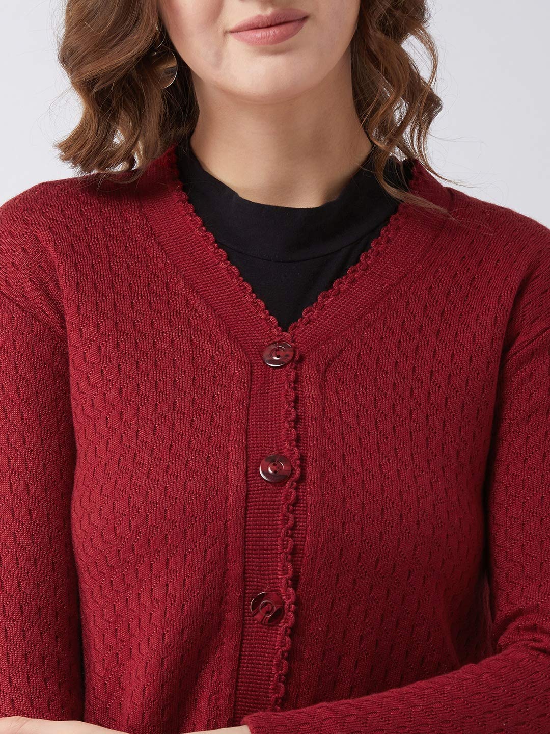 Pivl Self Design V Neck Casual Women Sweater (XX-Large, Maroon)
