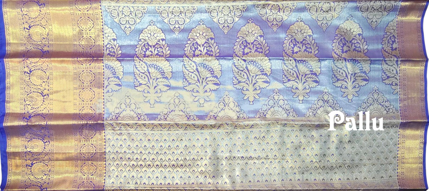 VFCollections Women's Kanchipuram Silk Pure Pattu Sarees With Blouse (VFC601-2)