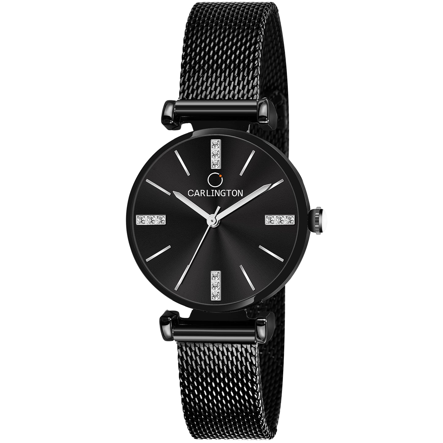 Carlington Metal Analog Dial Women & Girl's Watch With Black Dial and Band