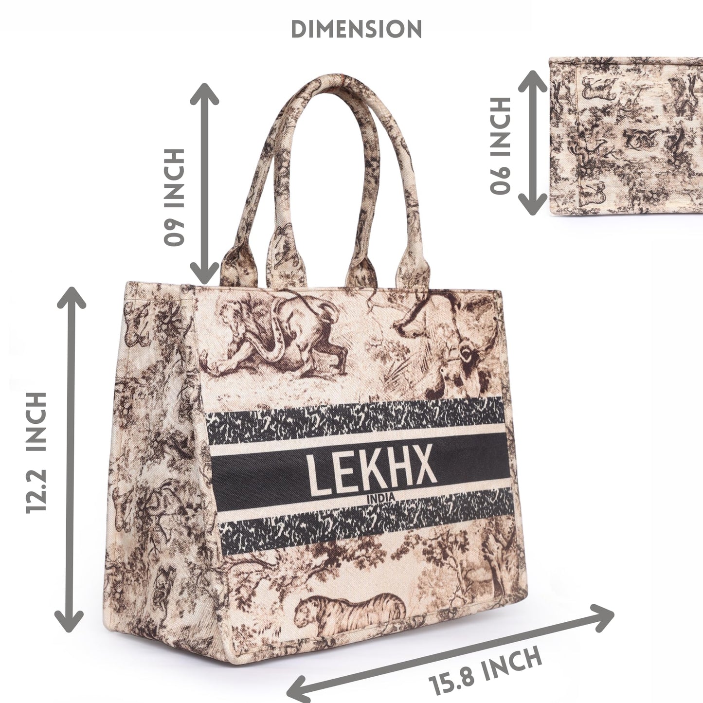 Women's Designer Tote Bag for Office, College, Party | Eco-Friendly Jute Canvas Handbag | Spacious & Lightweight Shoulder Bag for Work, Travel, Casual & Evening Use | Fits 15 Inch Laptop (Beige)